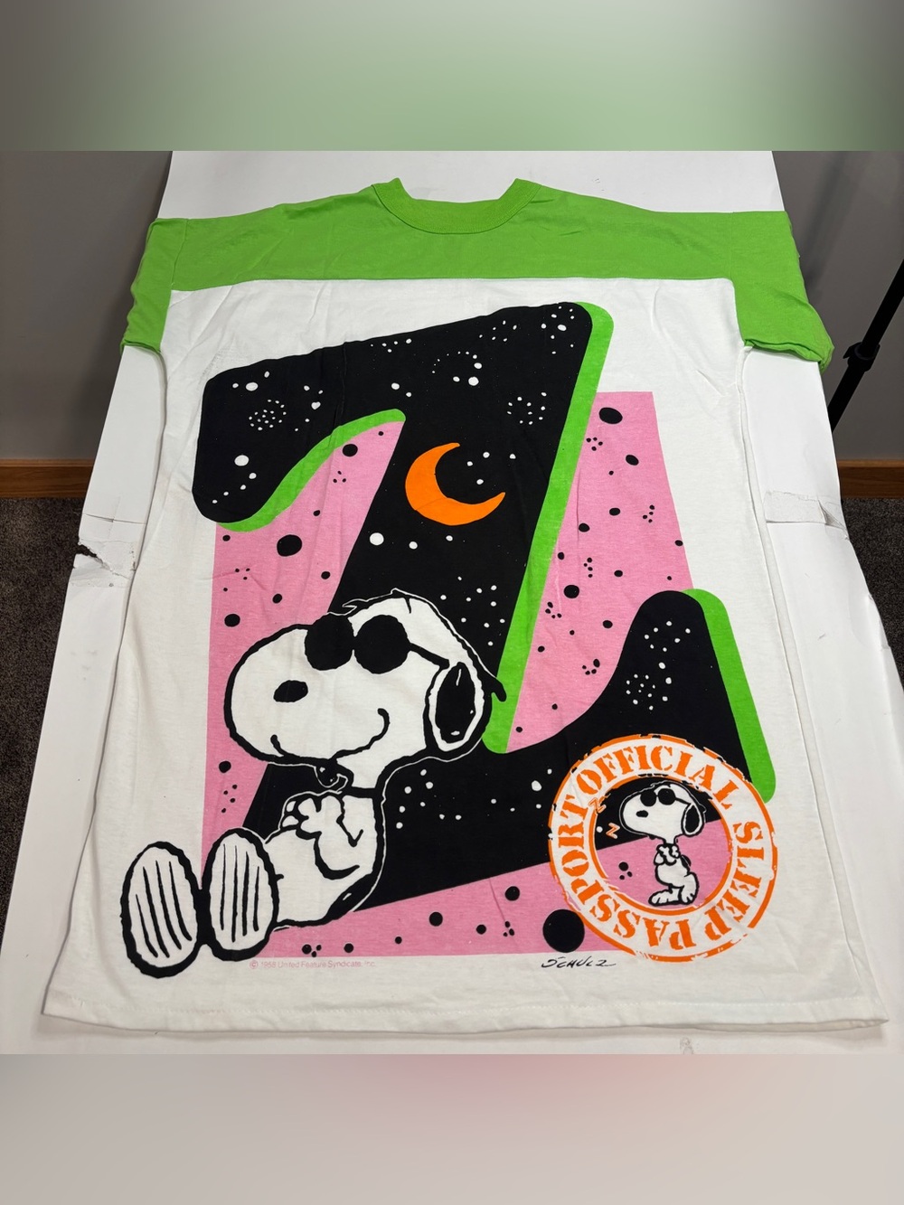 Vintage Snoopy Sleep Shirt Womens Flirts Joe Cool Nightgown One Size